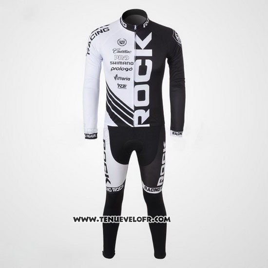 2010 Maillot Ciclismo Rock Racing Noir et Blanc Manches Longues et Cuissard